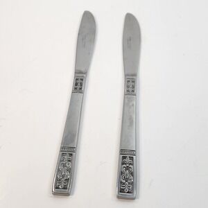 Customcraft Fleur de Lis Stainless Steel Dinner Knives Set of 2 Butter Knife